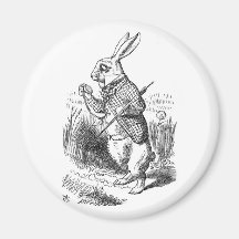 Le lapin blanc avec la montre aimants pour réfrigérateur