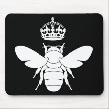 Le logo blanc de reine des abeilles… sont vous une tapis de souris