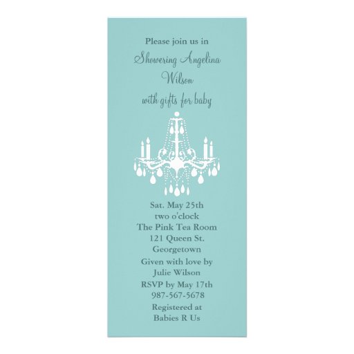 Le lustre du bébé (turquoise) cartons d'invitation