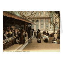 Le marché de fleur, Cannes France, cru 1915 Cartes De Vœux