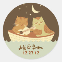 Le mariage de hibou et de minou scellent/autocolla