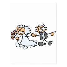 Le mariage de jeunes mariés s'enfuient pour se mar cartes postales