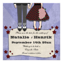 Le mariage de rockabilly, 5.25x5.25 font gagner la cartons d'invitation