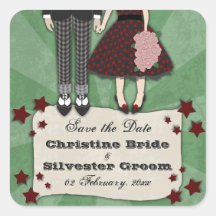 Le mariage de rockabilly, font gagner la date autocollants carrés