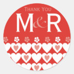 Le mariage décoré d'un monogramme de Merci favoris Autocollant