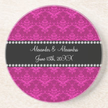 Le mariage favorise la damassé rose magenta dessous de verre