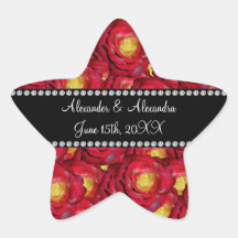 Le mariage favorise les roses rouges stickers en étoile