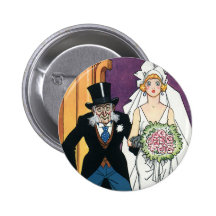 Le mariage vintage, marié de jeune mariée, peut dé pin's