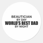 Le meilleur papa du monde - esthéticien autocollant rond