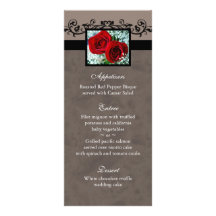 Le menu de mariage carde le coeur de roses rouges cartes doubles customisables