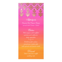 Le menu indien de mariage carde la damassé orange  carte double en  couleur