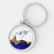 Le monogramme de papillon couple romantique porte-clé