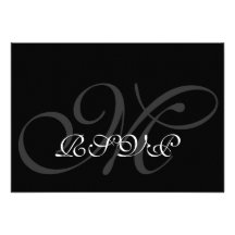 Le monogramme gris noir appelle épouser RSVP Invitations Personnalisées