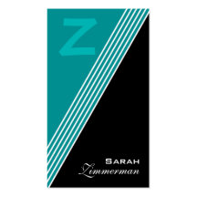 Le monogramme pêche le carte de visite turquoise