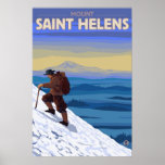 Le Mont Saint Helens - grimpeur - affiche de voyag