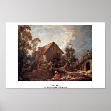 Le moulin par Boucher François Affiche