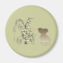 Le muguet et art mignon de souris magnets pour réfrigérateur