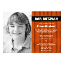 Le noir orange barre des invitations de Mitzvah de