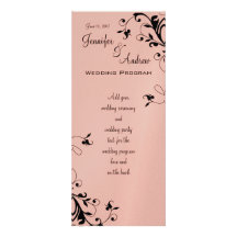 Le noir rose tourbillonne programme de mariage invitation personnalisable