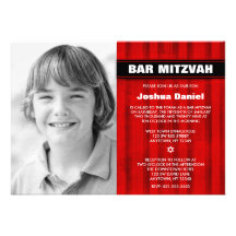 Le noir rouge barre des invitations de Mitzvah de 