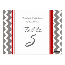 Le nombre de Tableau de mariage carde Chevron roug Cartes Postales