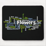 Le nuage de mot fleurit Mousepad Tapis De Souris