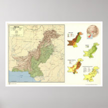 Le Pakistan a détaillé la carte - 1973 Posters