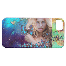 LE PAPILLON BLEU AVEC DE L'OR VERT MIROITE MONOGRA COQUES iPhone 5 Case-Mate