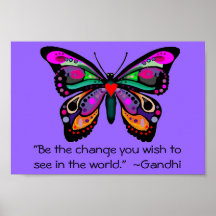 Le papillon "soit le changement… " posters