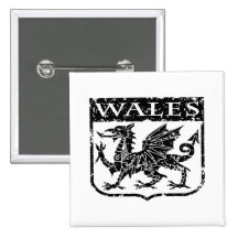 Le Pays de Galles vintage Badges Avec Agrafe