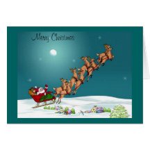 Le père noël avec son renne w/message carte de vœux