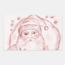 Le père noël démodé en rouge stickers en rectangle