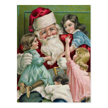 Le "père noël et quatre enfants " carte postale
