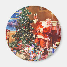 Le père noël la nuit avant Noël Magnets Pour Réfrigérateur