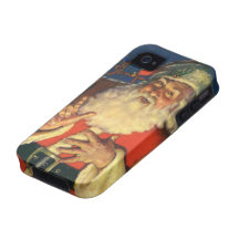 Le père noël vintage avec des jouets le réveillon  étui Case-Mate iPhone 4