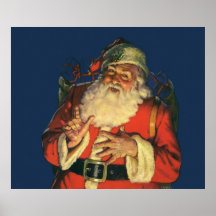 Le père noël vintage avec des jouets le réveillon  affiche