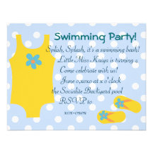 Le petit Swimsiut jaune Cartons D'invitation Personnalisés