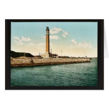 Le phare, cru Photochrom de Dunkerque, France Cartes De Vœux