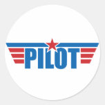Le pilote s'envole l'insigne - aviation autocollant rond