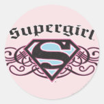 Le Pin de Supergirl dépouille le noir et le rose Autocollant Rond