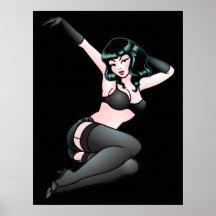 Le Pin vers le haut de la fille imprime la rétro t Posters