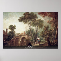Le pont par Boucher François Affiche
