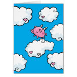 Le porc de vol danse sur des nuages cartes