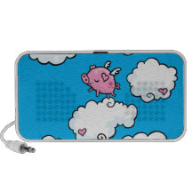 Le porc de vol danse sur des nuages haut-parleurs portables