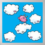 Le porc de vol danse sur des nuages affiche