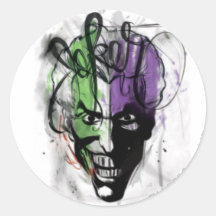 Le portrait au néon d'aerographe de joker autocollant rond