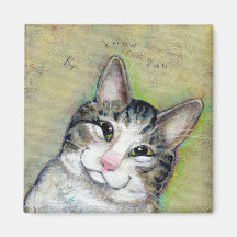 Le portrait d'amusement d'art de chat mon deuxième aimants pour réfrigérateur