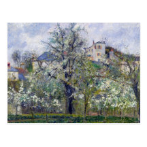 Le potager avec des arbres dans la fleur cartes postales