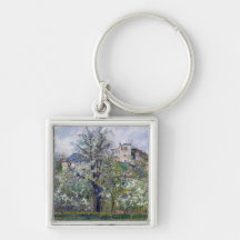 Le potager avec des arbres dans la fleur porte-clefs