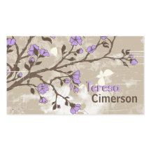 Le pourpre vintage fleurit le taupe grunge floral carte de visite